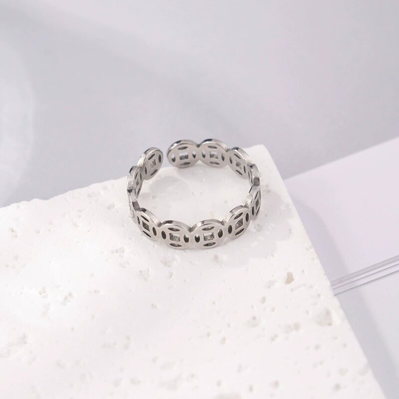 Coin Ring Factory - Manufacturer 6mm 18K Gold Black Stainless Steel Ancient Coin