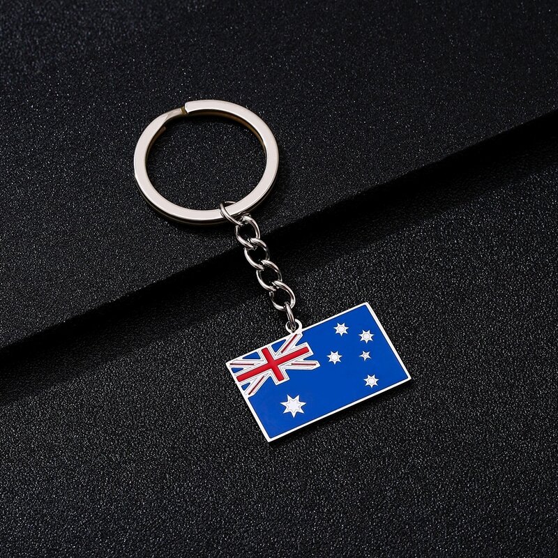Country Flag Keychain Factory - Stainless Steel Australia Flag Charm 18K Gold