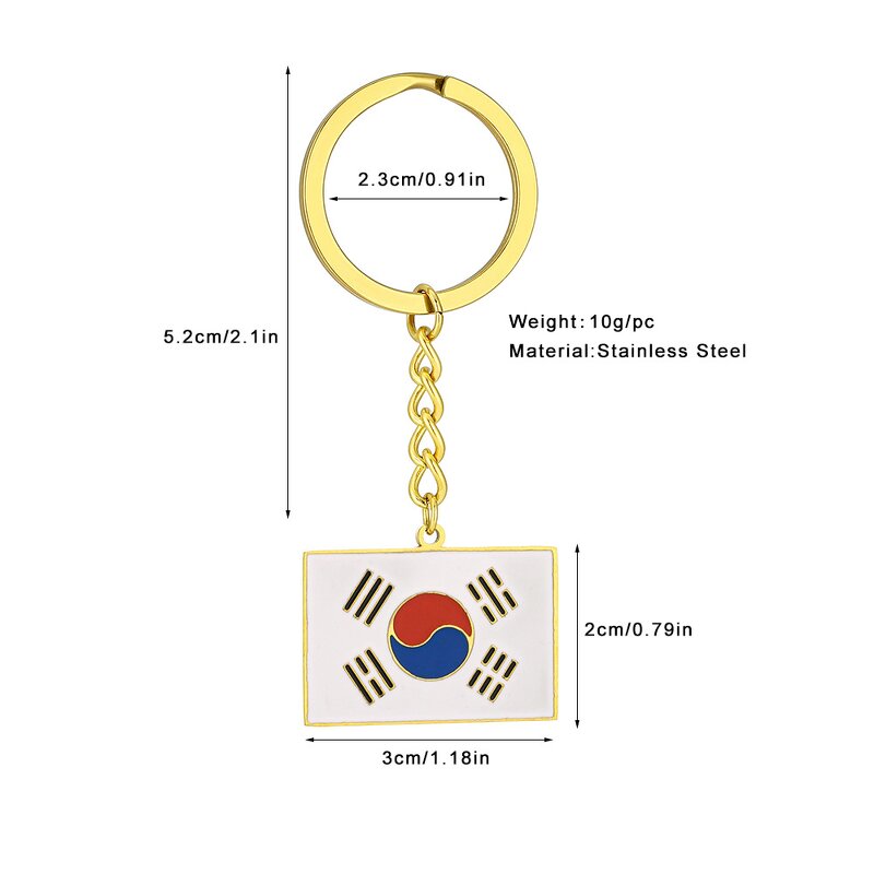 Country Flag Keychain Factory - Stainless Steel Enamel South Korea Flag Keychain