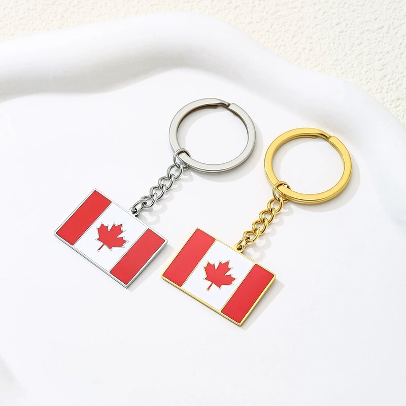Country Flag Keychain Factory - Stainless Steel Enamel Canada Flag Car Key Chain