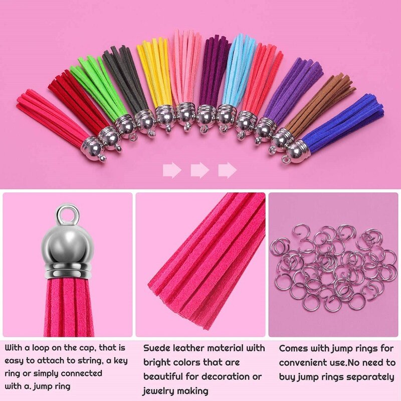 Suede Tassel Pendant Factory - DIY 55mm Suede Leather Tassel with Jump Rings