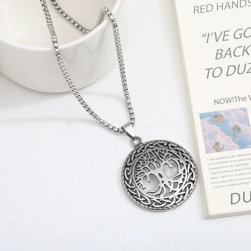 Pendant Necklace Factory - 316L Stainless Steel Retro Punk Wolf Head Cross Charm