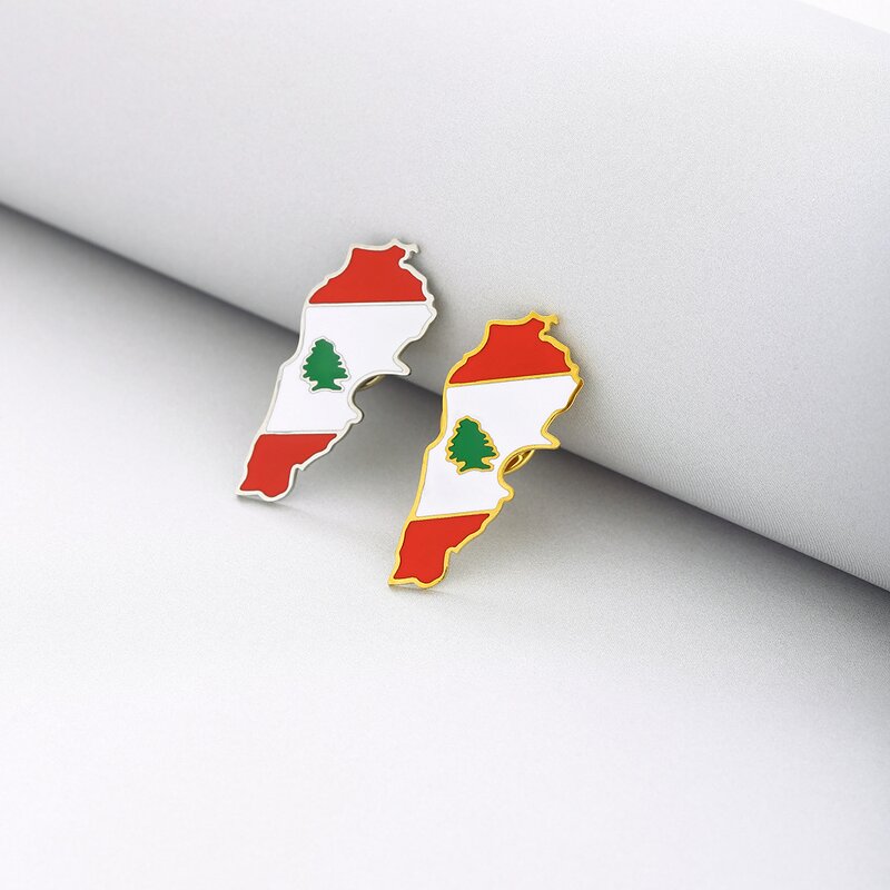 Country Flag Pin Factory - Manufacturer 18K Gold Plated Lebanon National Flag Lapel