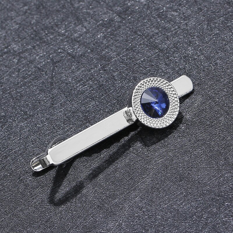 Cufflink Tie Clip Set Factory - Fashion Blue Zircon Cufflinks Wedding Gift Set