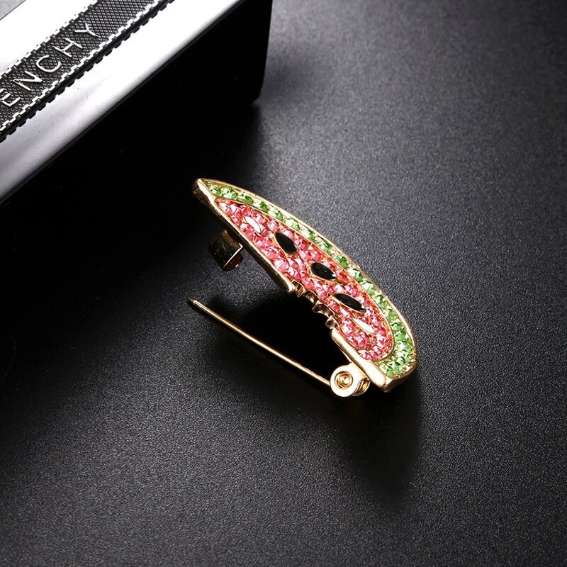Palestine Support Pin Factory - Rhinestone Watermelon Shape Crystal Zircon Lapel Pin