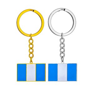 Enamel Keychain Factory - Guatemala Flag Charm Stainless Steel 18K Gold Plated