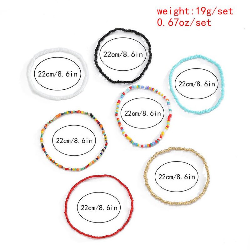 Beaded Anklet Set Factory - 7PCS Bohemian Summer Beach Colorful Beaded Anklets