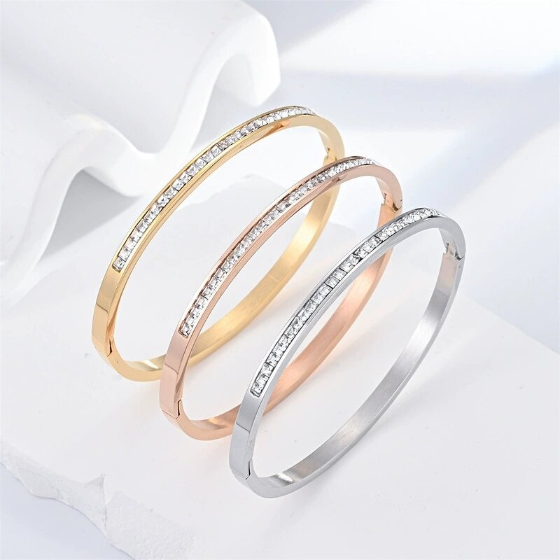 Bangle Bracelet Factory - Waterproof Non Tarnish 4-6mm Stainless Steel Zircon
