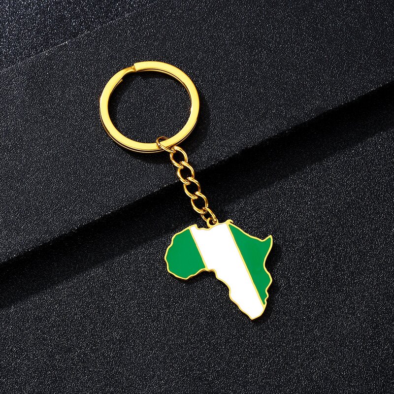 Country Flag Keychain Factory - 18K Gold Plated Africa Flag Stainless Steel