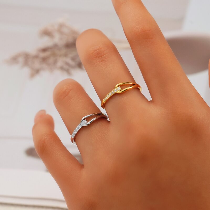 Wedding Ring Factory - Waterproof 18K Gold 316L Stainless Steel Zircon Matching