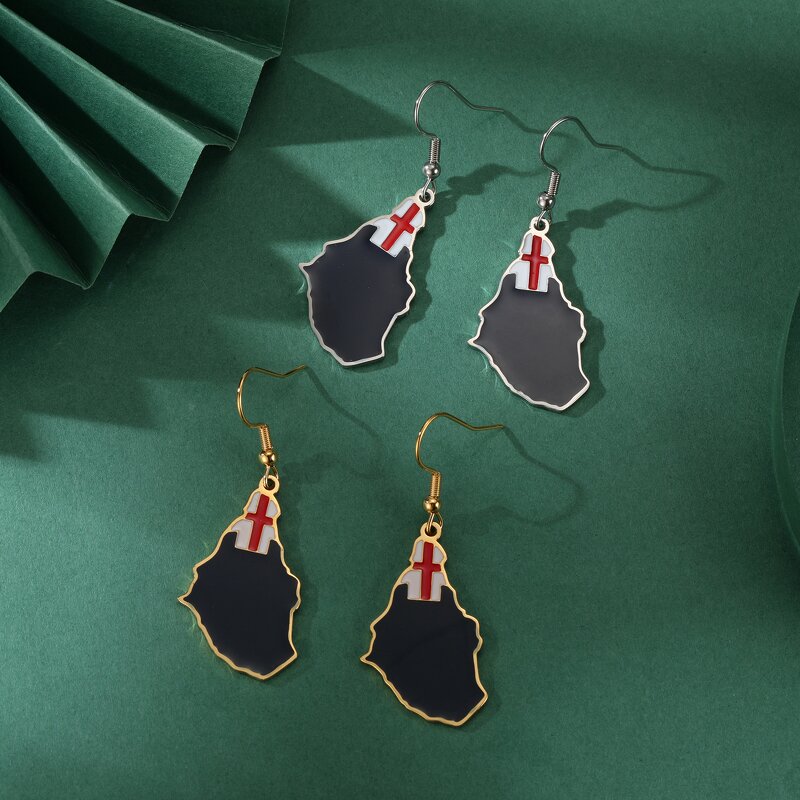 Country Flag Earrings Factory - Waterproof Stainless Steel Enamel Montserrat Island