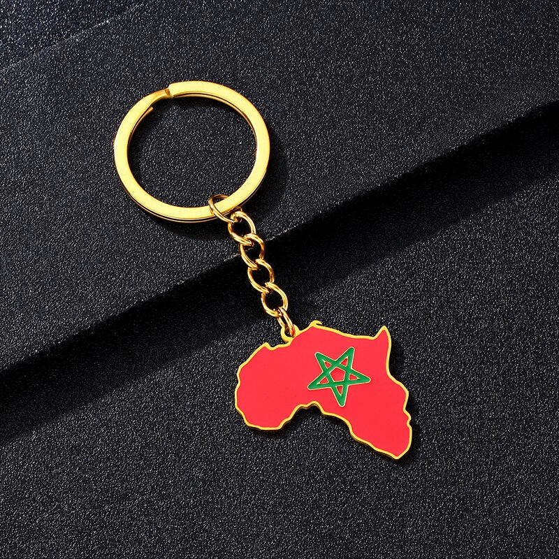 Country Flag Keychain Factory - 18K Gold Plated Africa Flag Stainless Steel