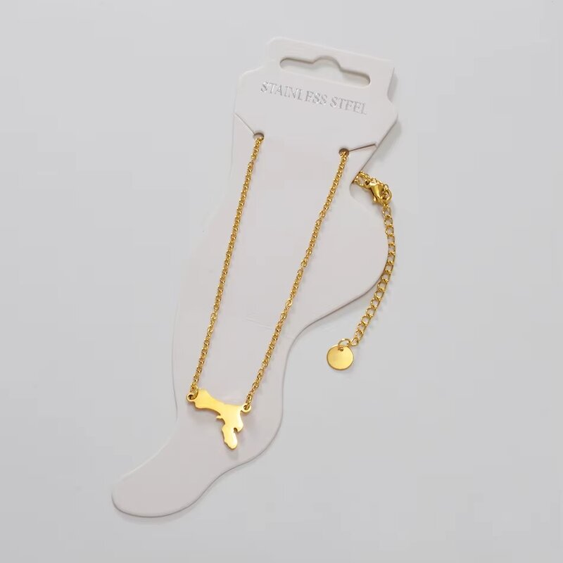 Charm Anklet Factory - Lady Silver 18k Gold Plated Netherlands Antilles Link Chain