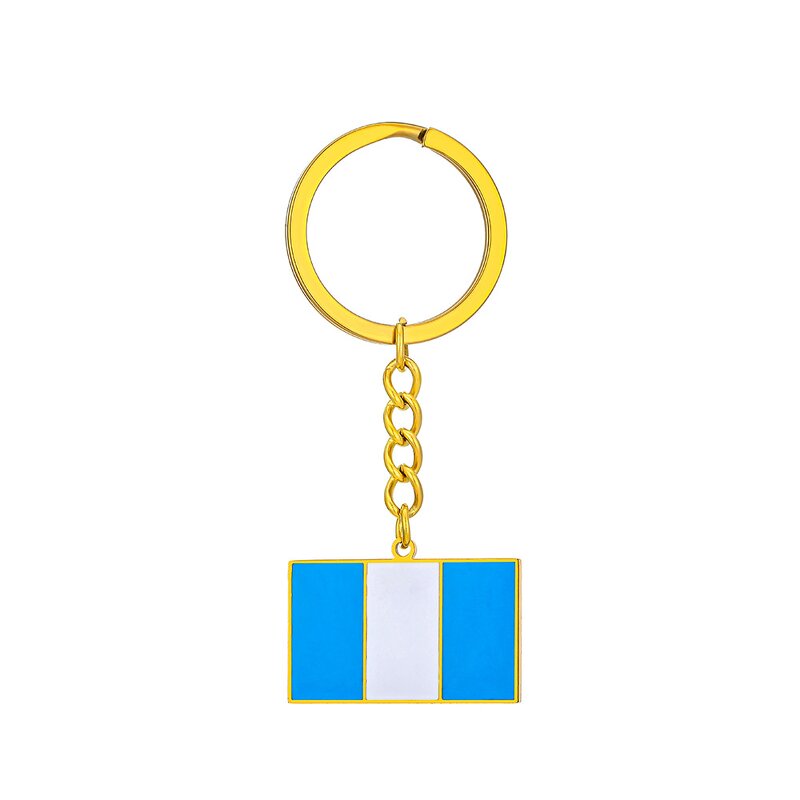 Enamel Keychain Factory - Guatemala Flag Charm Stainless Steel 18K Gold Plated