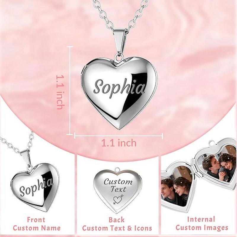 Photo Locket Necklace Factory - Waterproof Stainless Steel Heart Shape DIY Locket