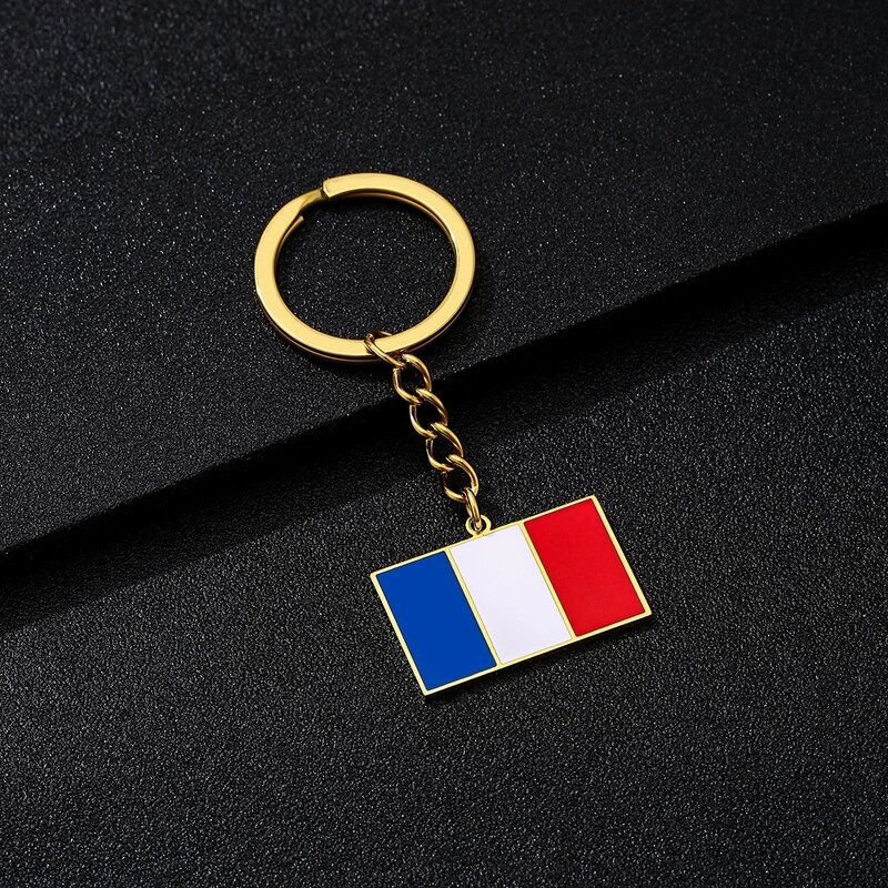 Country Flag Keychain Factory - Stainless Steel Enamel French Republic Flag