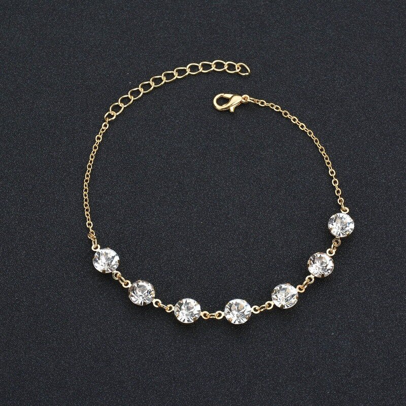 Crystal Anklet Factory - Lady Silver Gold Bling Crystal Zircon Link Chain Summer