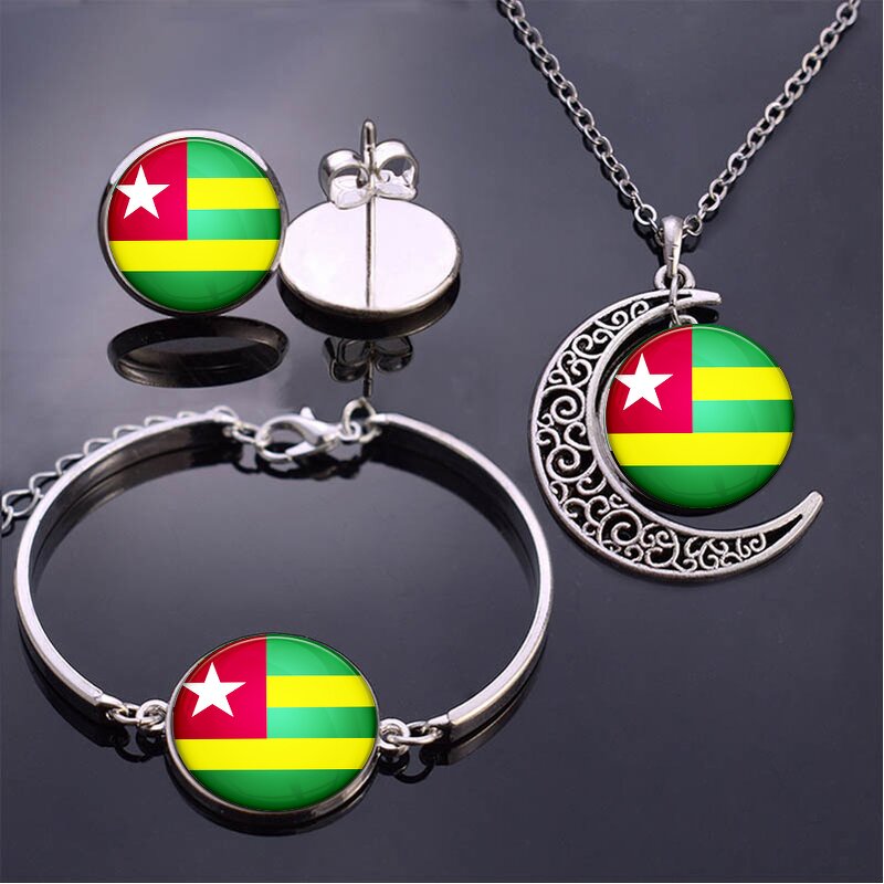 Country Flag Jewelry Set Factory - Togo Flag Charm Map Pendant Jewelry Set