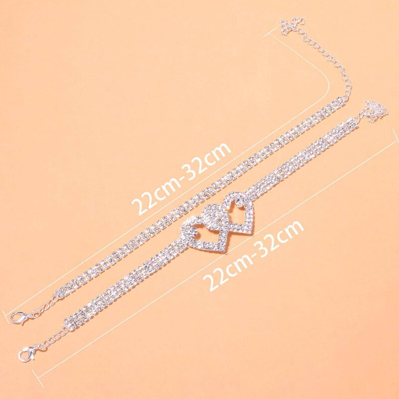 Crystal Anklet Factory - Luxury Lady Silver Gold Tone Bling Cuban Link Tennis