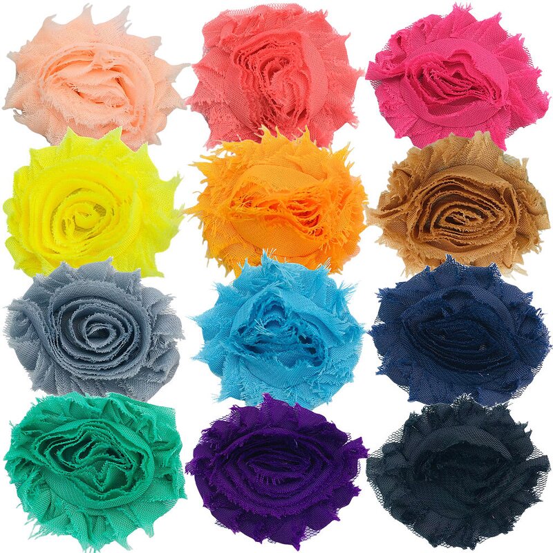 Chiffon Flower Factory - DIY 6cm Shabby Chiffon Lace Flower Fabric Rosette