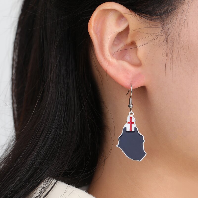 Country Flag Earrings Factory - Waterproof Stainless Steel Enamel Montserrat Island
