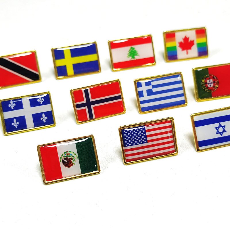 Country Flag Pin Factory - Manufacturer 287 Countries National Flag Rectangular Badge