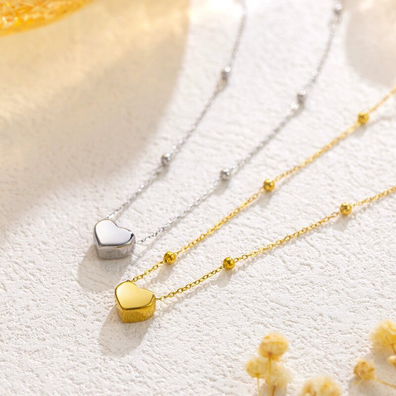 Jewelry Set Factory - Waterproof 18K Gold PVD Heart Shape Necklace Bracelet Set