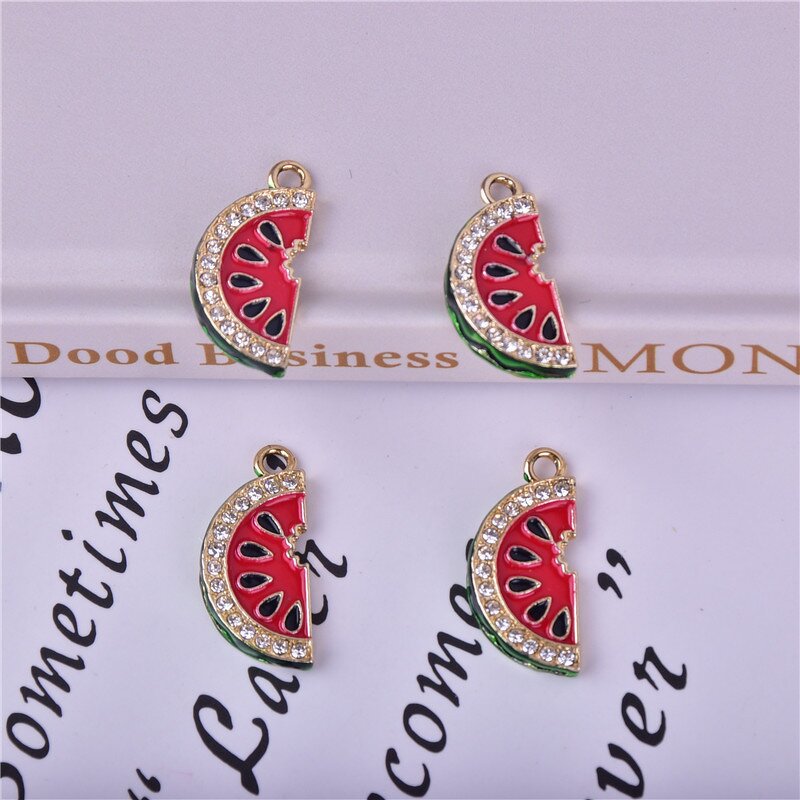 Watermelon Charm Factory - DIY Enamel Rhinestone Watermelon Earrings Necklace