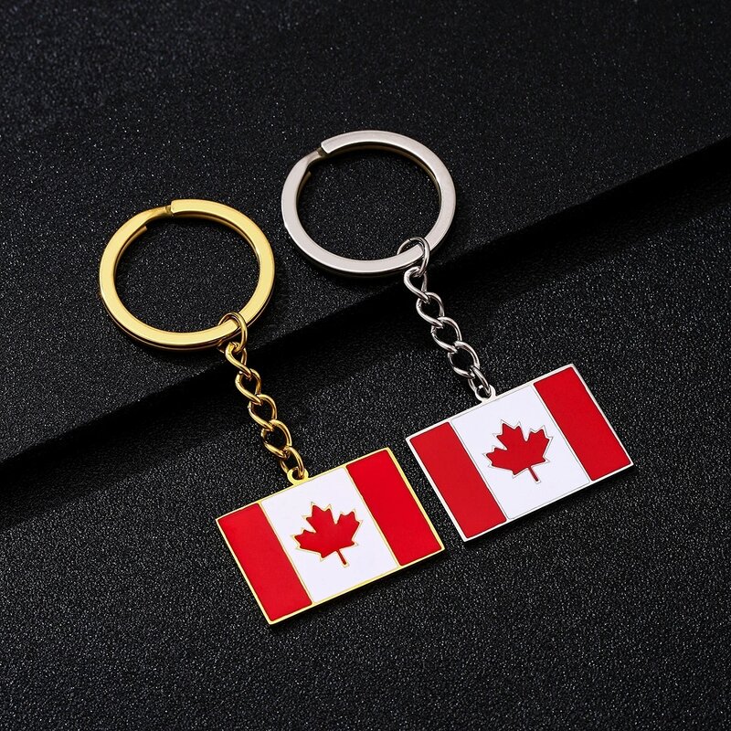 Country Flag Keychain Factory - Stainless Steel Enamel Canada Flag Car Key Chain