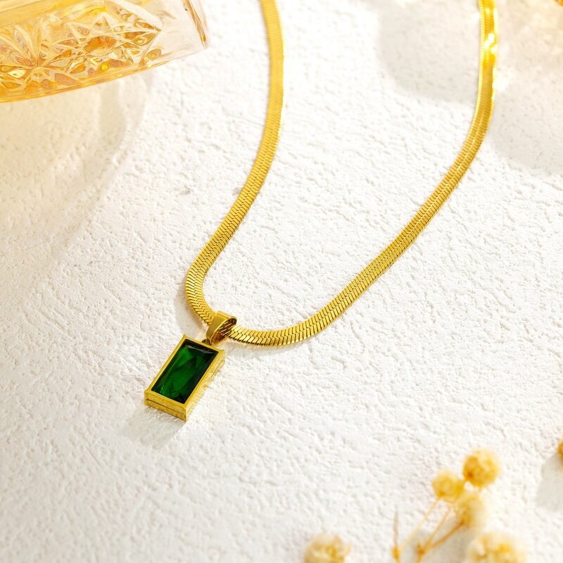 Jewelry Set Factory - Green Emerald 18K Gold Necklace Earrings Wedding Gift