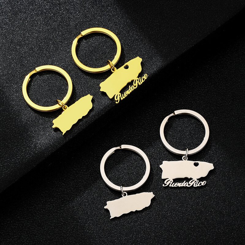 Country Flag Keychain Factory - 18K Gold Plated Enamel Puerto Rico Flag Charm