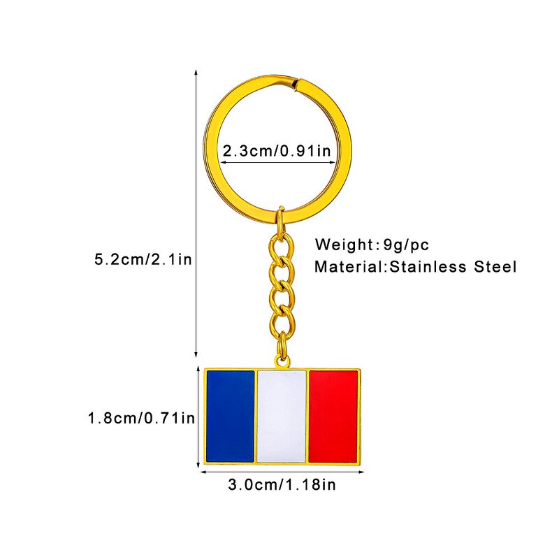 Country Flag Keychain Factory - Stainless Steel Enamel French Republic Flag