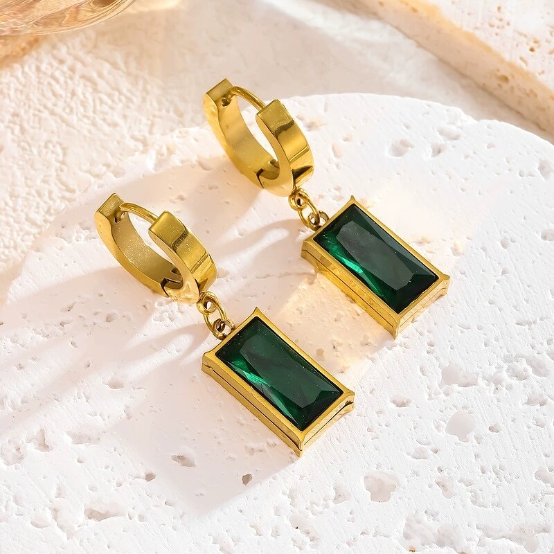 Jewelry Set Factory - Green Emerald 18K Gold Necklace Earrings Wedding Gift