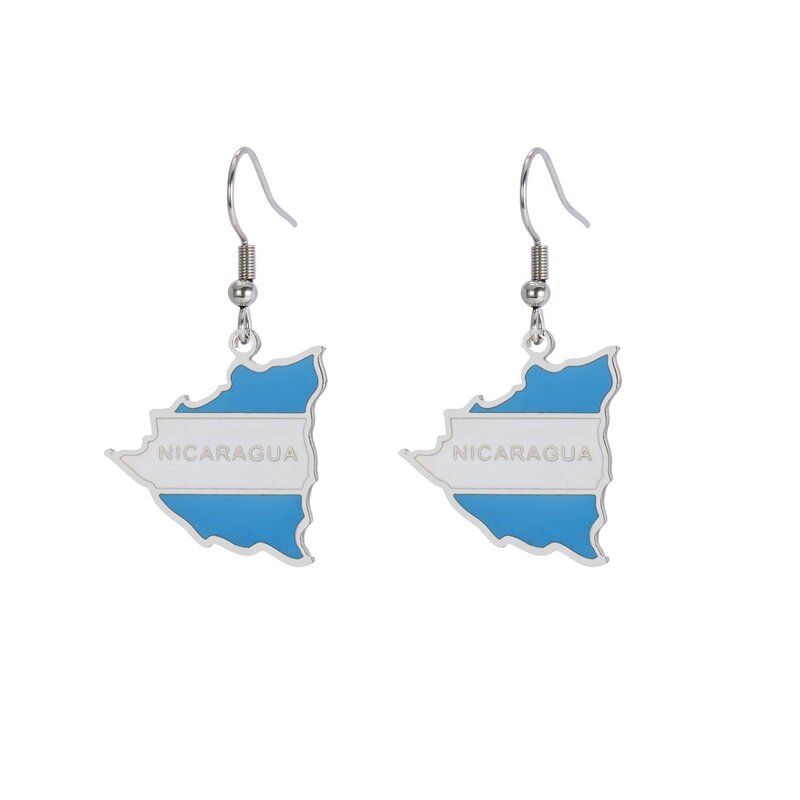 Country Flag Earrings Factory - Waterproof Stainless Steel Enamel Nicaragua Flag