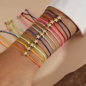 Charm Bracelet Factory - Gold Star Beaded Macrame Rope Cord for Women Girls
