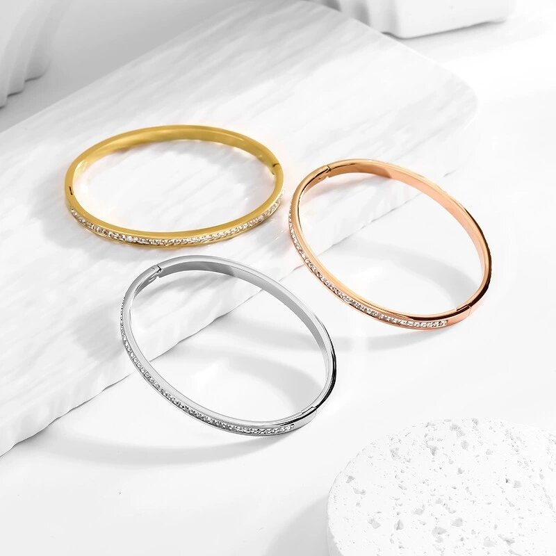 Bangle Bracelet Factory - Waterproof Non Tarnish 4-6mm Stainless Steel Zircon