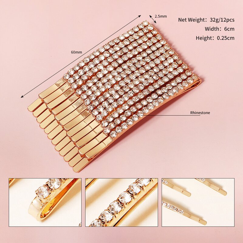 Crystal Hairpin Factory - Girls Bling Crystal Bobby Pins Alloy Rhinestone Clips