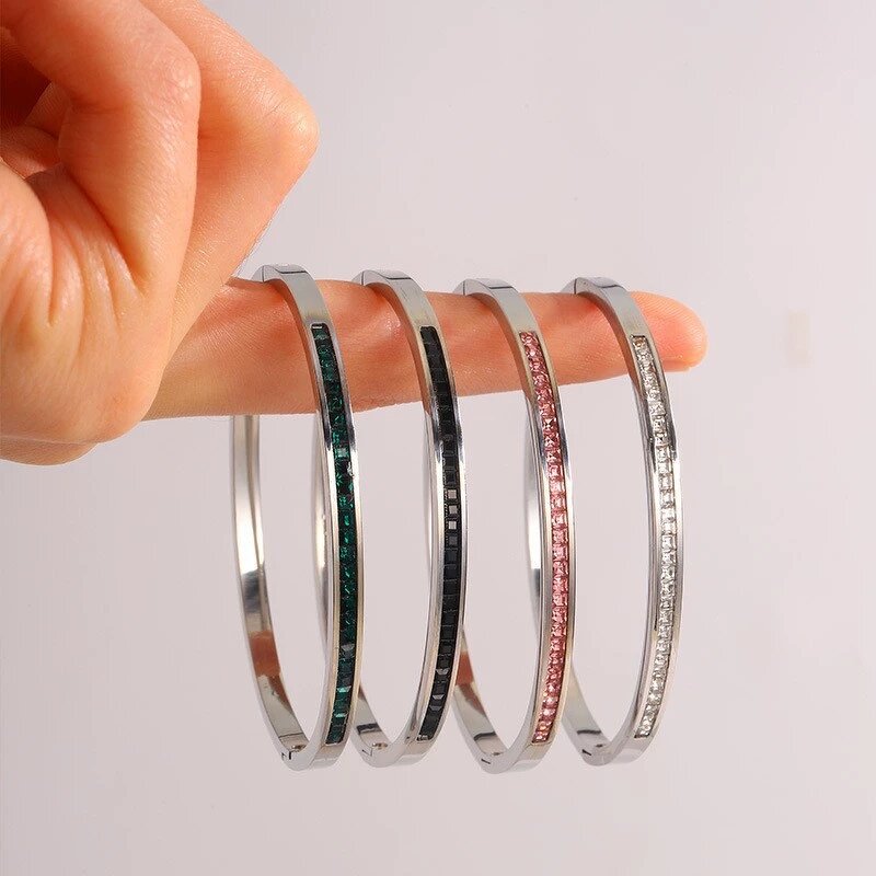 Cuff Bangle Factory - Waterproof 18K Gold PVD Plated Stainless Steel Zircon