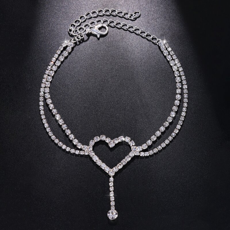 Tennis Anklet Factory - Silver Tennis Crystal Zircon Link Chain Summer Beach