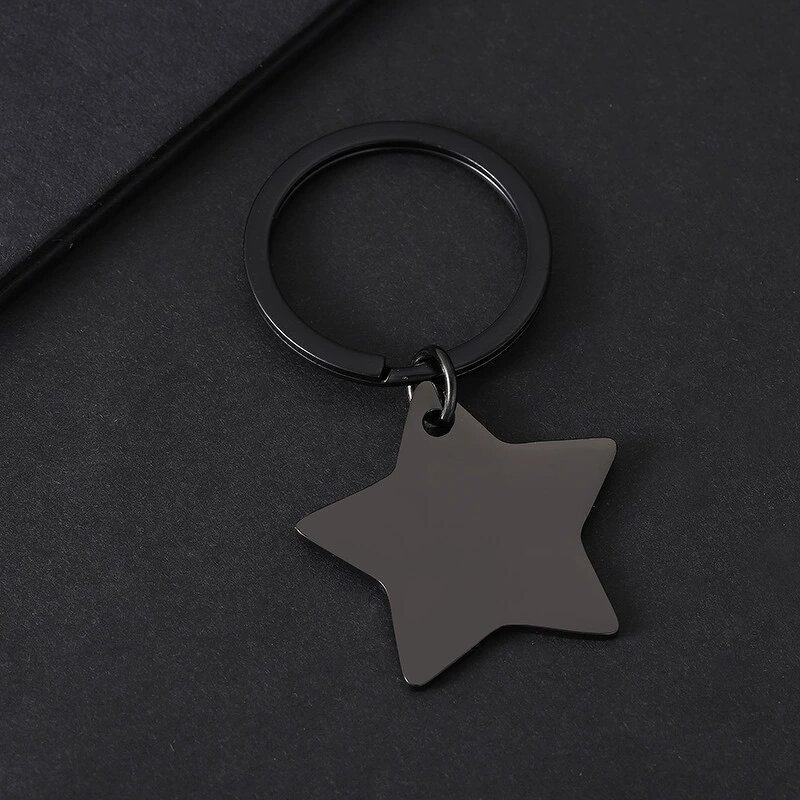 Keychain Factory - Stainless Steel Star Pendant Personalized Engraved Keyring