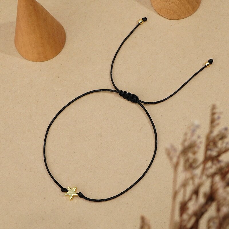 Charm Bracelet Factory - Gold Star Beaded Macrame Rope Cord for Women Girls