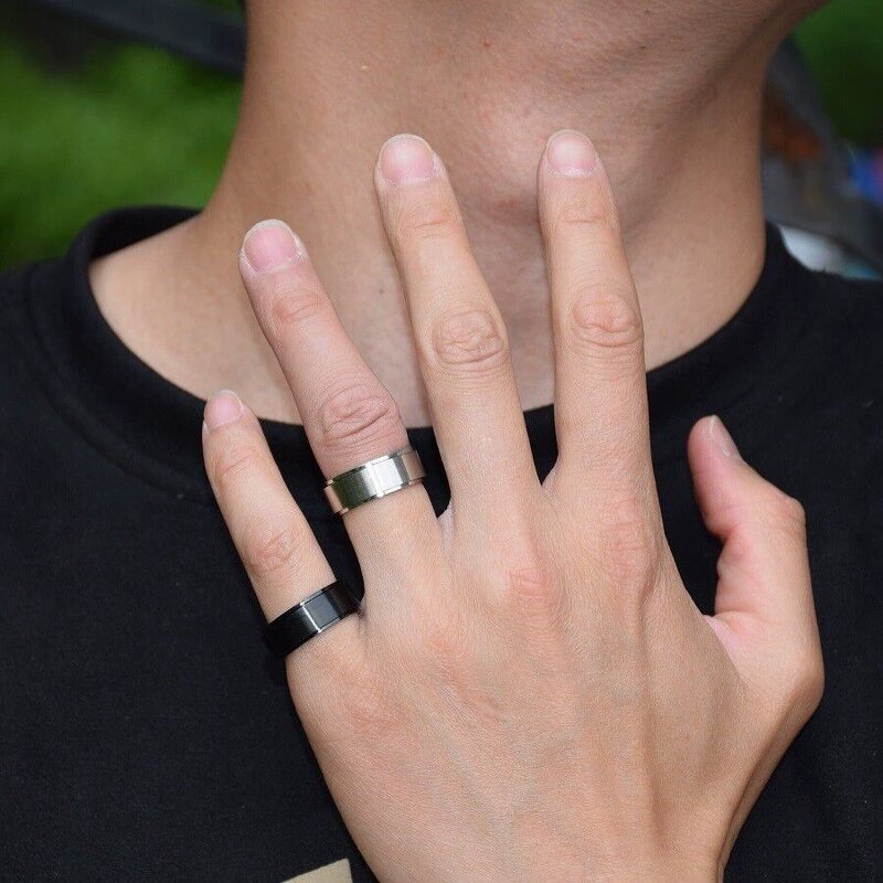 Spinning Ring Factory - 8mm Stainless Steel Rotatable Rose Gold Black Silver Plating