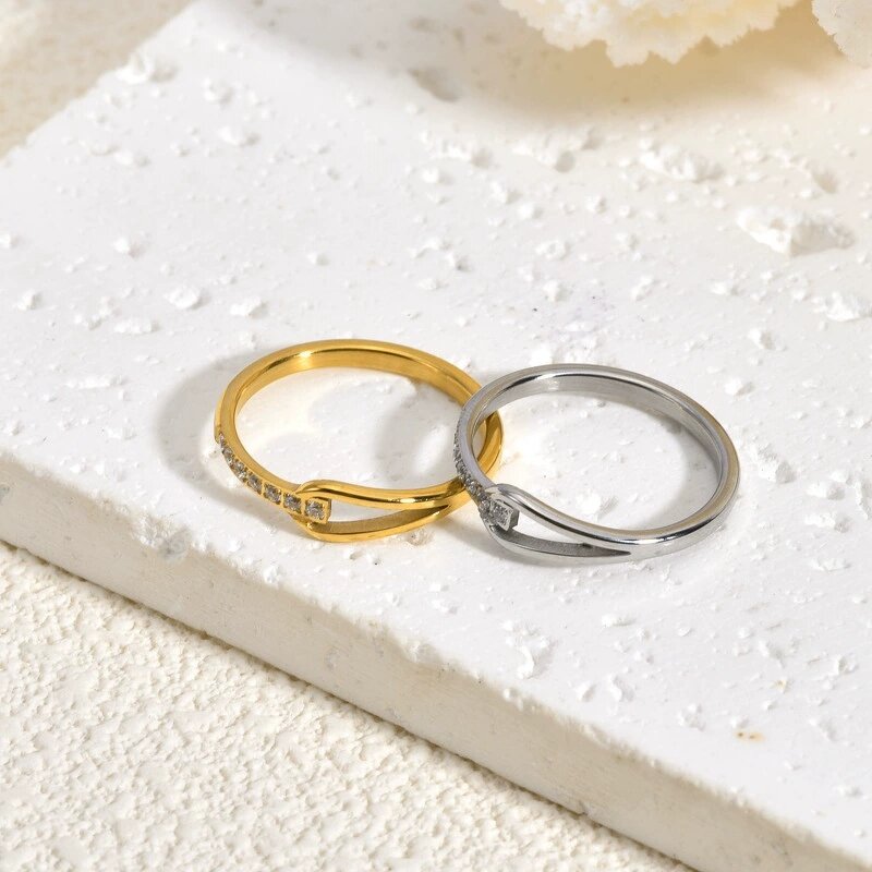 Wedding Ring Factory - Waterproof 18K Gold 316L Stainless Steel Zircon Matching