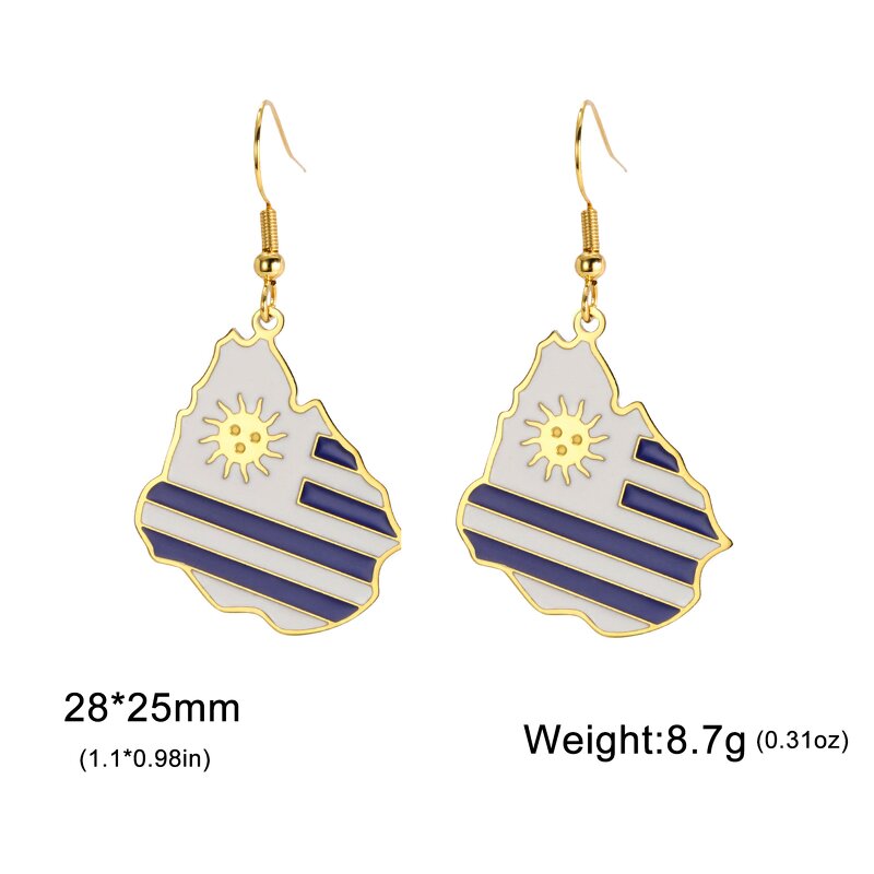 Country Flag Earrings Factory - Waterproof Stainless Steel Enamel Uruguay Flag
