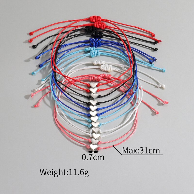 Macrame Bracelet Set Factory - 12 Pieces Multi-Color Heart Beaded Charm for Women