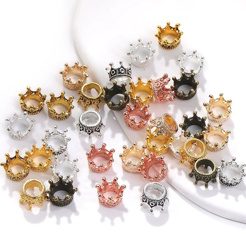 Crown Bead Pendant Factory - Antique Silver Gold Gun-Black Plated Crown Bead