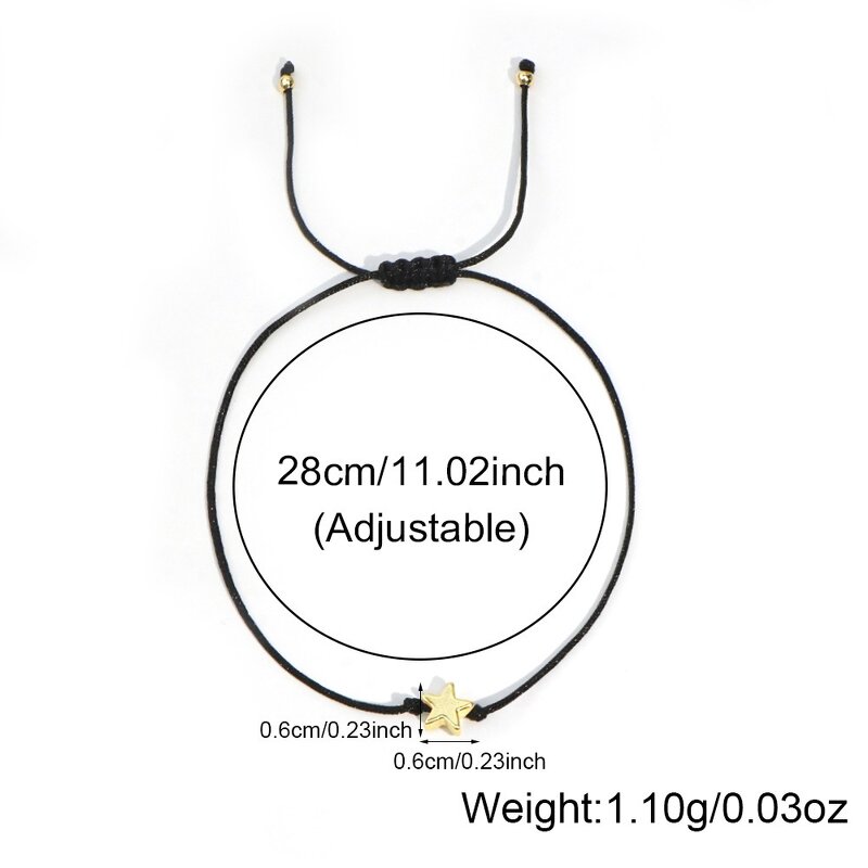 Charm Bracelet Factory - Gold Star Beaded Macrame Rope Cord for Women Girls