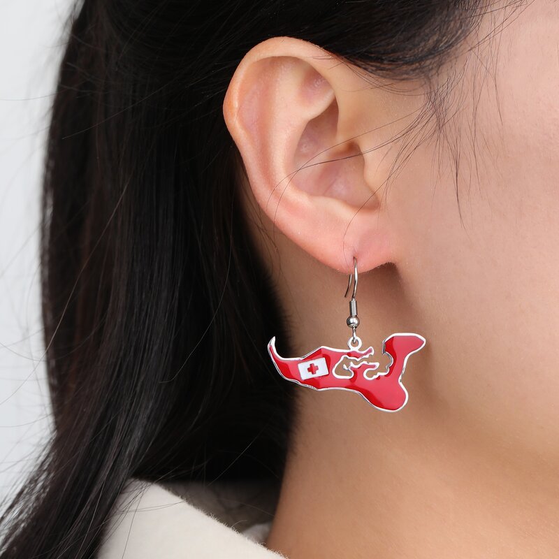 Country Flag Earrings Factory - Waterproof Stainless Steel Enamel Kingdom of Tonga