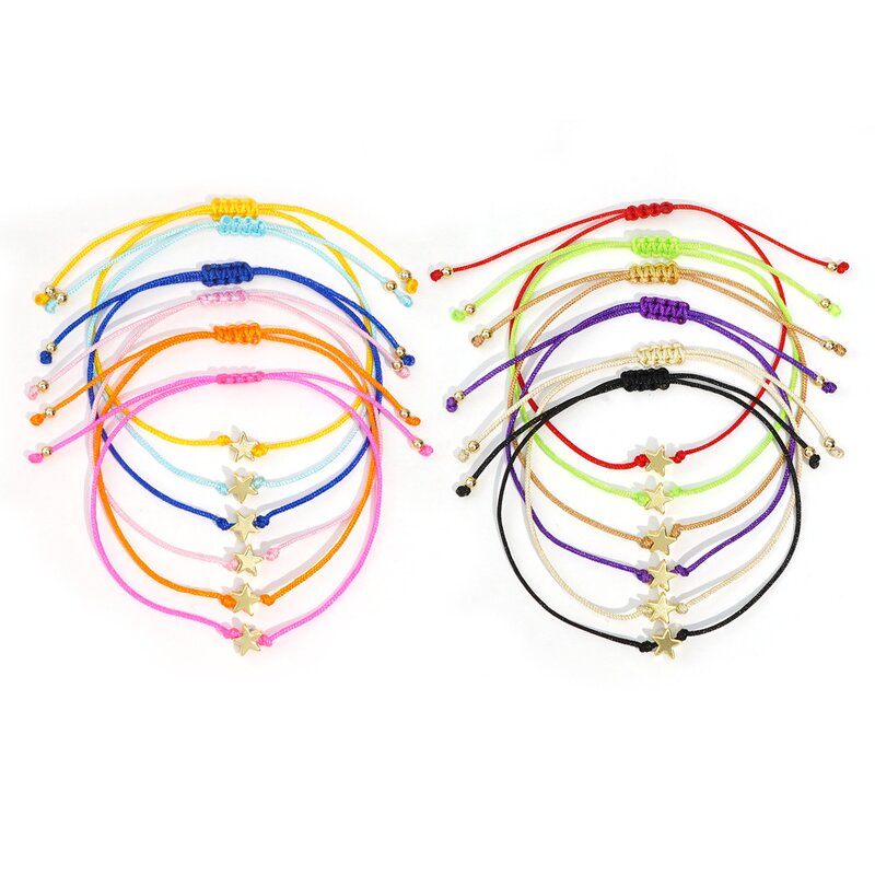 Charm Bracelet Factory - Gold Star Beaded Macrame Rope Cord for Women Girls