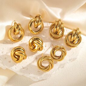 Hoop Earrings Factory - Waterproof 18K Gold Plated Geometric Circle to Circle